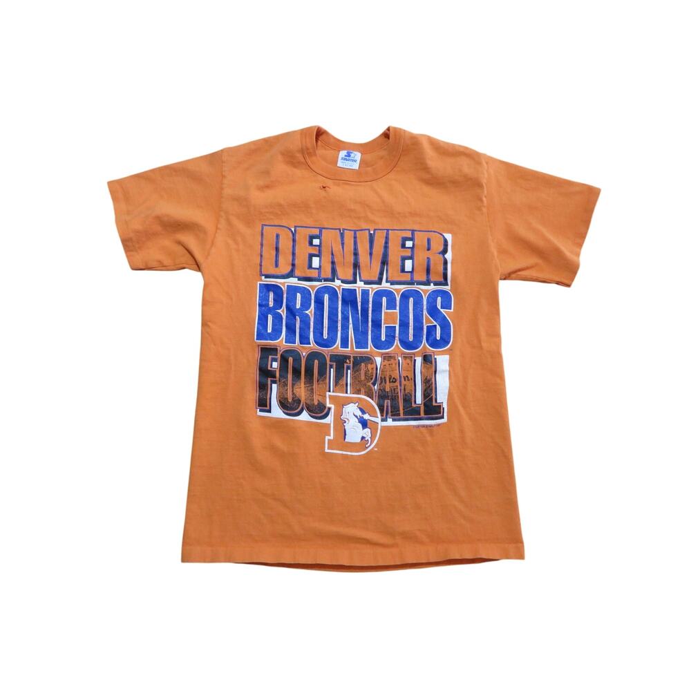 1990 Denver Broncos Starter Orange Blue T-shirt Sz M Vintage